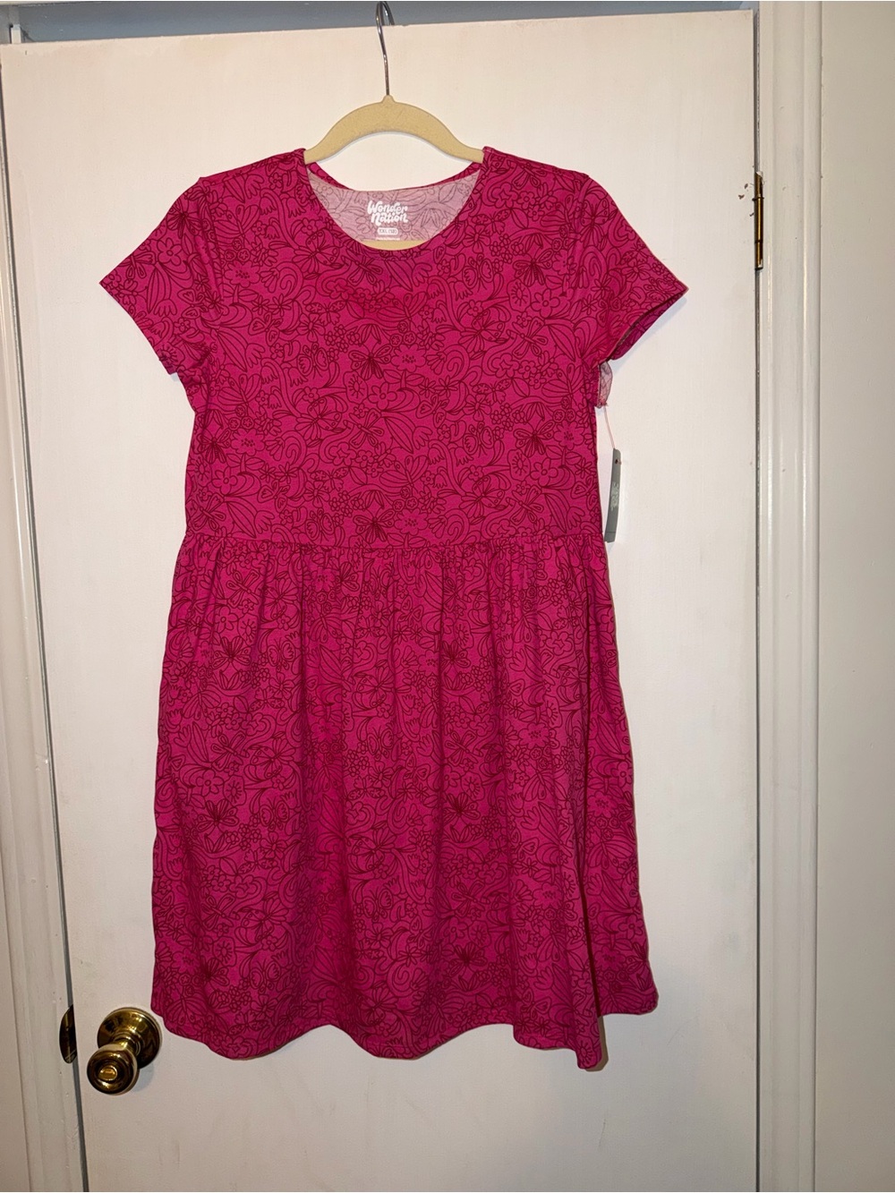 wonder nation Pink Floral-Print Short Sleeve Dress